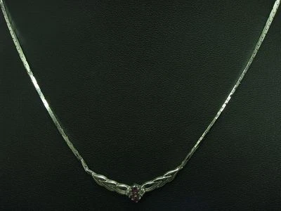 925 Argento Sterling Collier con Rubino & Spinello Ricoperto / Vero / 42,0cm - Immagine 1 di 3