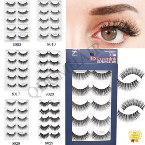 Mink Eyelashes 3D Natural Long Thick Wispy Fluffy False Strip Eye Lashes 5 Pairs - Picture 1 of 23