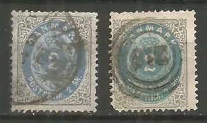 Dänemark 1870 Jahr gebraucht Briefmarken Mi. 16 I, II - Bild 1 von 2