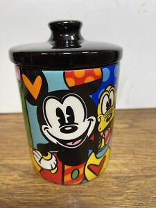 Enesco Disney by Britto Mickey Mouse and Pluto Candy Jar Canister 6" Multicolor