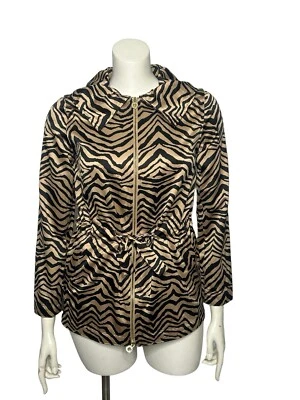 Куртка Dana Buchman с анималистическим принтом черная и желтовато-коричневая с поясом размер средний топ Mobwife - Изображение 1 из 4