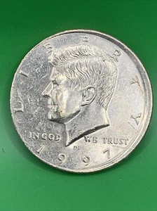 1997 D KENNEDY HALF DOLLAR OFF CENTER Misaligned Die ERROR COIN, Circulated  - Picture 1 of 9