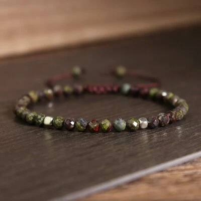 Natural Dragon Bloodstone Bracelet Barrel Gemstone Healing Bracelet Boho Style - Image 1 of 4
