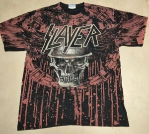 VTG 00s Slayer All Over Print AOP Rock Grunge Music T Shirt - Picture 1 of 5