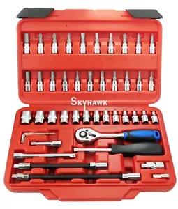 45 pc 1/4" Dr Metric Hex Flat Phillip Pozi Star Bits Socket Adaptor Extent Set - Picture 1 of 5