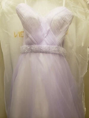 Wedding Dress A-Line Bridal Lace Adjustable Size Back Sleeveless Corset Purple  - Image 1 of 4