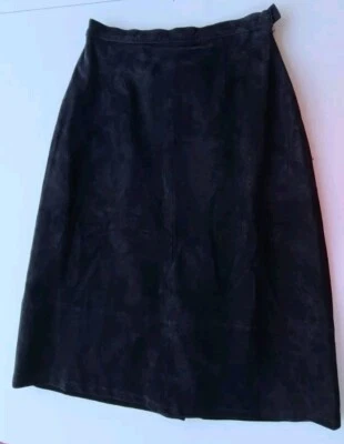 Falda larga hasta la rodilla Dialogue para mujer talla 10 forrada negra 100 % cuero Foto 1 de 4