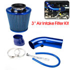 75Mm Car Cold Air Intake Filter Induction Kit Pipe Power Flow Hose System