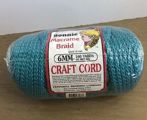New Sealed Bonnie Macramé Craft Cord 6mm / 100 yards Turquoise - Picture 1 of 4