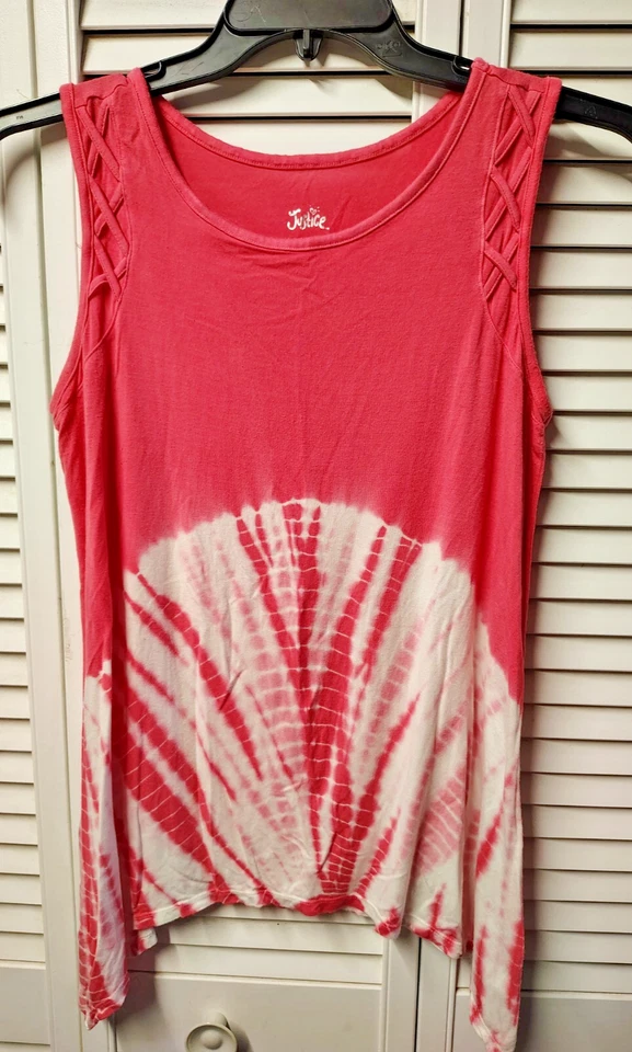 Justice Girls SZ 18-20 Pink Multi-Color Tie-Dye Tank Top - Image 1 of 4