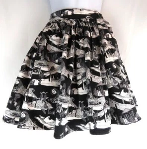 Disney Halloween Pleated Skirt Girls XS The Night Before Christmas Black White - Picture 1 of 8