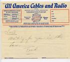 All America Cables and Radio Hand Written Note 