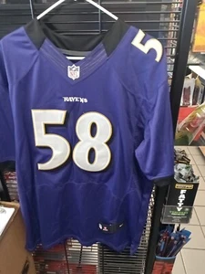#58, Dumervil Baltimore Ravens Jersey Size 52 Nike NFL Players, Purple,Excellent - Picture 1 of 14