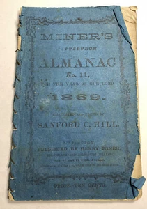 Rare 1869 Henry Miner Pittsburgh Almanac Info & Early Advertising - Picture 1 of 21