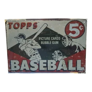 Letrero retro Topps de béisbol 5¢ de metal 12x8 decoración de pared garaje bar hombre cueva - Imagen 1 de 2