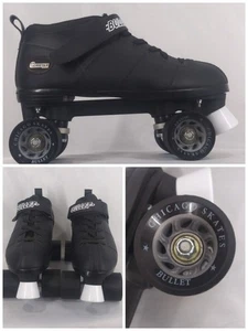 Chicago Bullet Speed Skates Mens US 9 Black Wheels Indoor Outdoor Skates - Picture 1 of 12