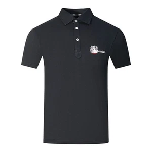 Aquascutum Aldis Brand London Logo Black Polo Shirt - Picture 1 of 2