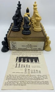 VTG Drueke No 36 Weighted Simulated Wood Chess Set in Slide-top Box 3.5” King - Picture 1 of 15
