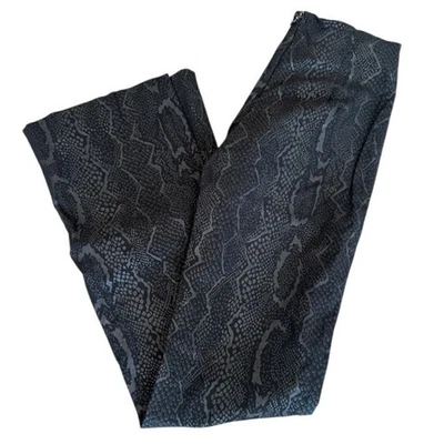 Bebe Women's Black Snakeskin Print Flare Leg Pants 8 Slit Leg Vintage Y2K - Image 1 of 4