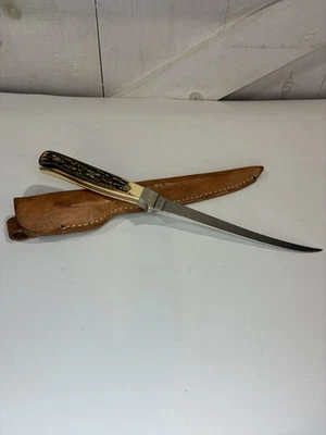 老式 SCHRADE+ 168 美国 UNCLE HENRY FILET 刀带刀 — 第 1/4 张图片