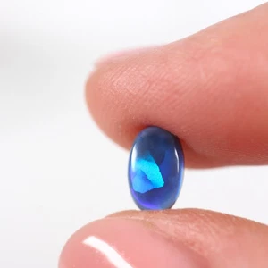 Natural Australian Black Opal  0.85 ct, Solid Lightning Ridge Opal 5.4 x 7.8 mm - Picture 1 of 7