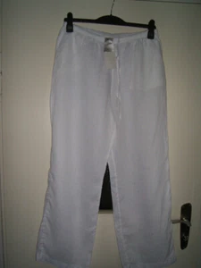 *H&M*HOSE*100% LEINEN*weiß*Palazzohose*Gr.M (38/40/42/L)*mit Gummizug*NEU* - Bild 1 von 4