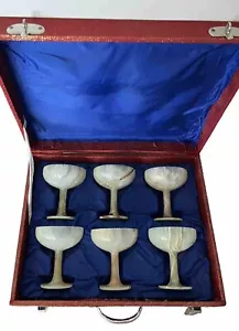 Vasos de champán de ónix vintage S/6 en caja original *como nuevas* - Imagen 1 de 9