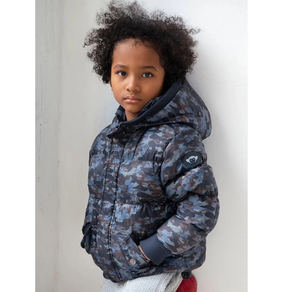 Appaman Boys Navy Bayou Camo Down Fill Full Zip Long Sleeve Puffer Coat Size 3 - Image 1 of 4
