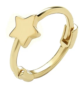 HUGGIE DE CARTÍLAGO ÚNICO DE 9 QUILATES CON BISAGRAS ESTRELLA PULIDA EN ORO AMARILLO 10 MM - Imagen 1 de 8