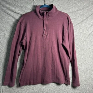 Banana Republic Pullover Sweatshirt Womens Large Burgundy Long Sleeve 1/4 Zip - Picture 1 of 11