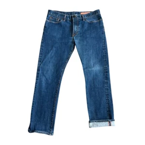 Jean Shop Men’s Skinny Jeans Sz 33x28 Selvedge Medium Blue Wash Denim Made USA - Picture 1 of 12