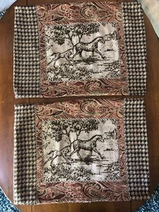 Fundas de almohada tejidas tradicionales pata de gallo caballo cachemir ecuestre x2 - Imagen 1 de 9