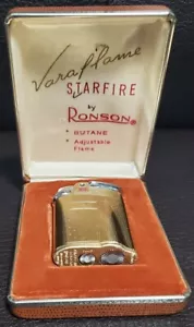 Vtg Gold Toned Ronson Varaflame Starfire Lighter Skyscraper ArtDeco May not work - Picture 1 of 18