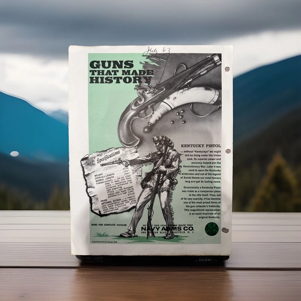 1963 Navy Arms Kentucky Pistol Guns That Made History Vintage Print Ad - Image 1 of 1