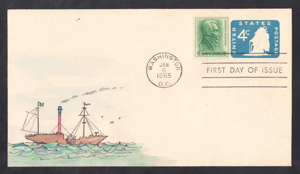 US Stamp #U549 4c Old Ironsides on Herman Maul Handpainted First Day Cover VF - Image 1 of 1
