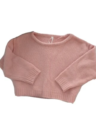 Anthropologie Wool Blend Sweater Women Pink Blush Boat Neck Crop Medium - Image 1 of 4