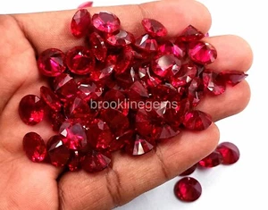 10MM Certified 10Pec Natural  Mogok Red Ruby Round  Cut Loose Gemstone Lot - Picture 1 of 9