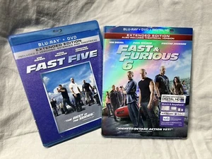 FAST FIVE And FAST & FURIOUS 6 W/ Slipsleeve Extended Edition BLU-RAY + DVD - Picture 1 of 3