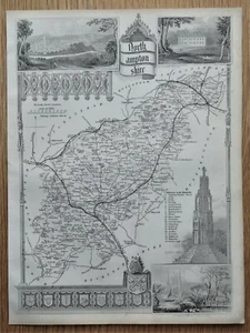 NORTHAMPTONSHIRE, Thomas Moule, original antike Karte um 1840 - Bild 1 von 2