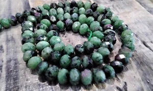 Natural Ruby In Zoisite, Grade AA, Faceted  Rondelle, 6x4mm, Approx 98 pce - Picture 1 of 4
