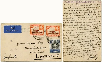 TARJETA DE CORREO AÉREO KUT 1940 ÁFRICA ORIENTAL SEGUNDA GUERRA MUNDIAL + MENSAJE re RAF A.R.P ALARMAS FONDOS MEZQUITA Foto 1 de 3