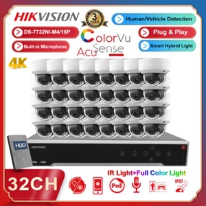 Hikvision 4k 32ch POE CCTV System 8MP ColorVu Camera Smart Hybrid light Mic Lot - Picture 1 of 26