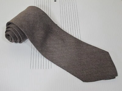 Lancaster Thick Wool Tie Charcoal Brown Tick Weave 57 x4 Made in Italy - Image 1 of 3