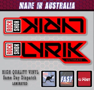 Rockshox Lyrik style red Fork Decal Stickers Laminated MTB  Enduro Mountain - Picture 1 of 1