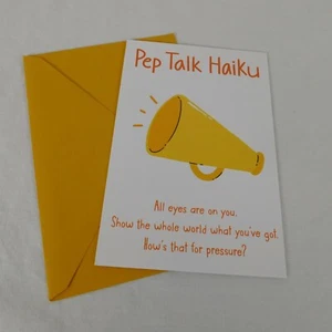 Tarjeta de felicitación American Greetings Ha-Ha Haiku Pep Talk aliento buena suerte - Imagen 1 de 4