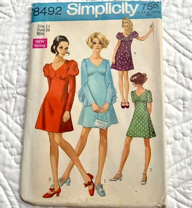 Vintage 60er Mod Minikleid Schnittmuster Hammelbein & Puffärmel Brustweite 34 S - Bild 1 von 3