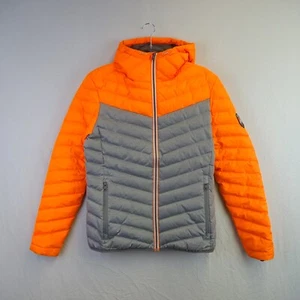 Superdry Jacket Mens Small Grey Core Down Full Zip Puffer Quilted Hooded Coat - Picture 1 of 10