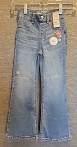 NEW Wonder Nation Girls Small 6-6X Flare Denim Jeggings Floral Embroidered 19x20 - Picture 1 of 11