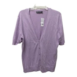 NWT 7th Avenue New York & Company Cardigan Sweater XL Purple Short Sleeve Knit - Picture 1 of 5