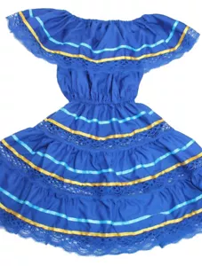 2T VESTIDO DE ENCAJE MEXICANO CAMPESINO GITANO AZUL NIÑA CINCO DE MAYO FIESTA - Imagen 1 de 1